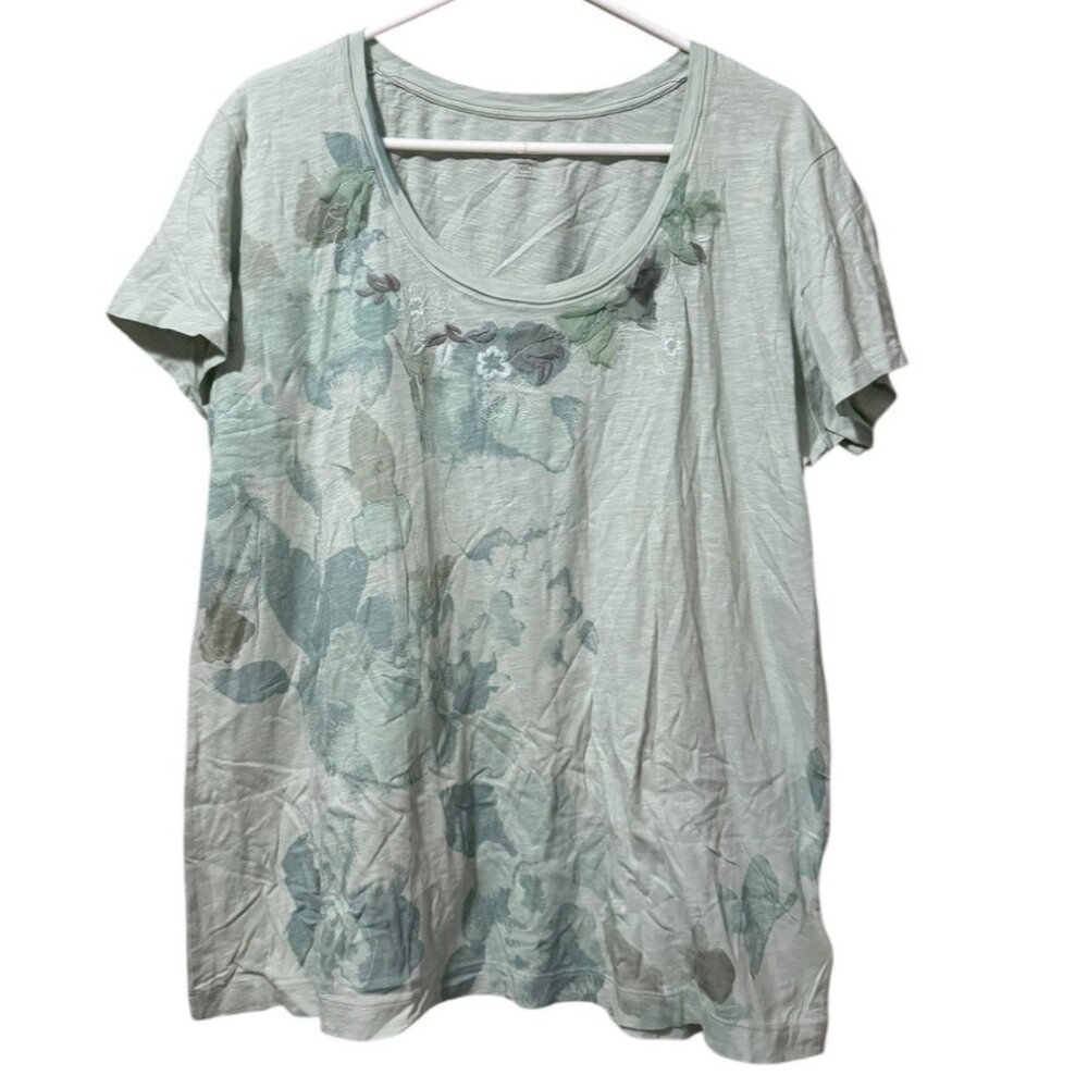 Eddie Bauer Women‎ Size 2XL Floral Outdoor T Shirt Round Neck Cotton Preppy City